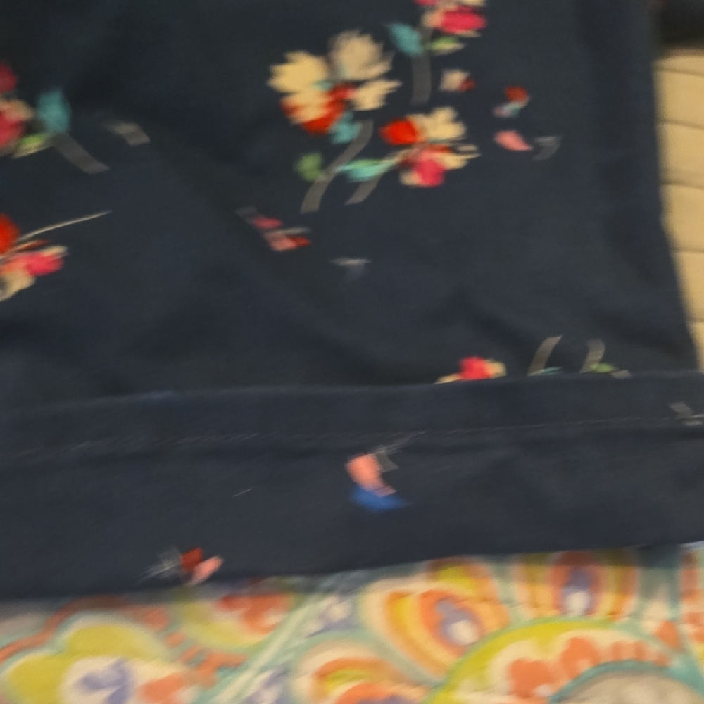 Bandolino Blue Ankle Cropped Stretch Denim Jeans with Floral Print-Size 10 - Picture 10 of 11